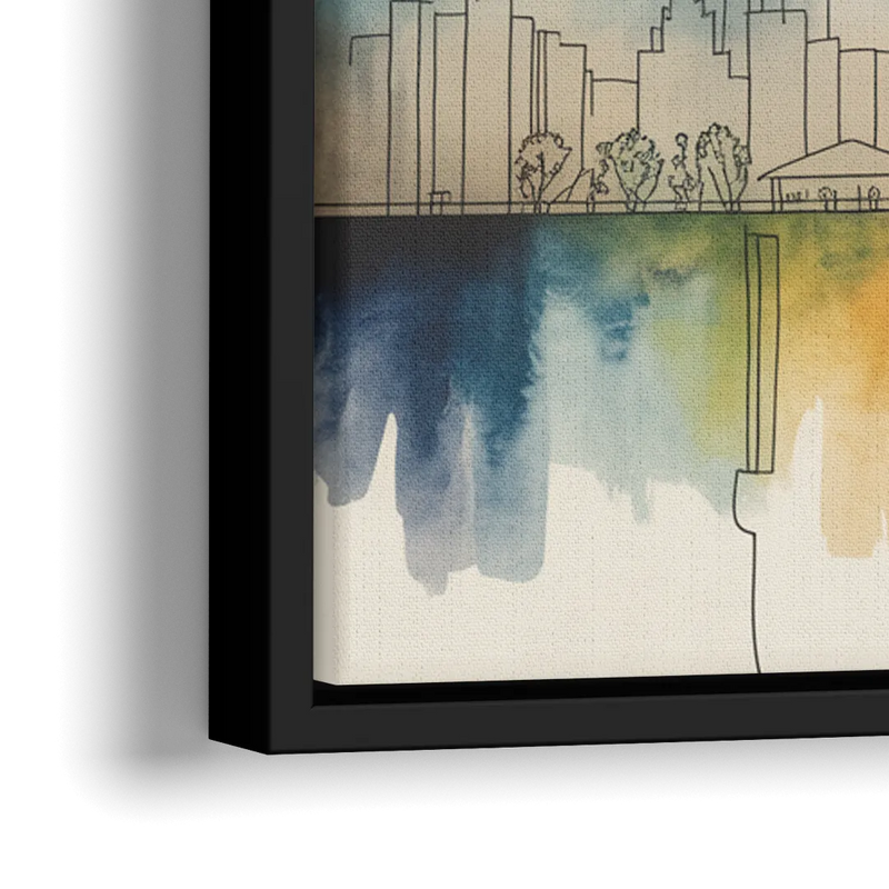 St Lawrence Skyline Market Scene - Close-Up Black Frame Canvas