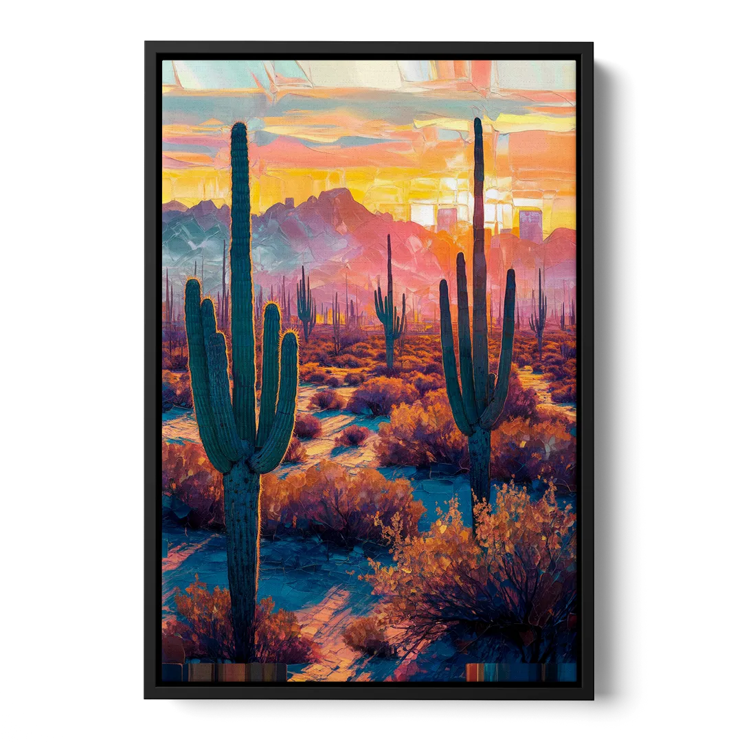 Phoenix Arizona Sunset Glow - Black Frame Canvas