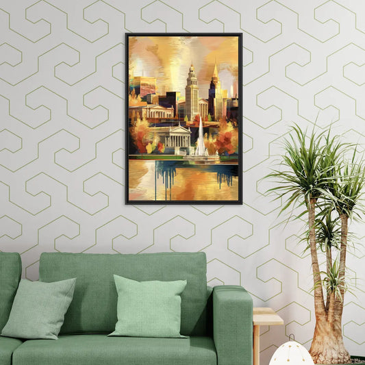 Cleveland Historic Landmarks - Living Room Black Frame Canvas