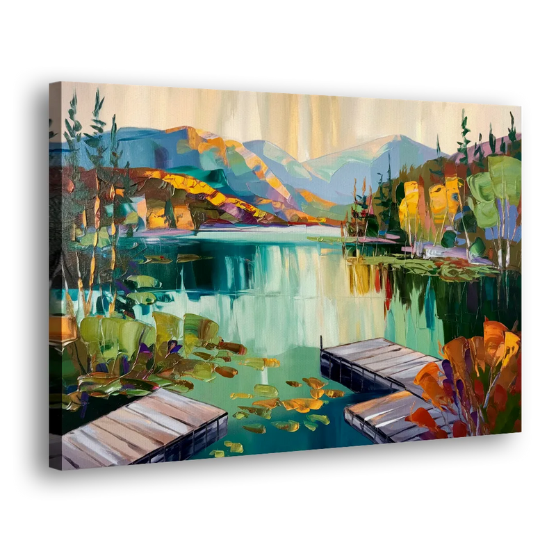 Lake Placid Mirror Lake View - Canvas Print Art Sides