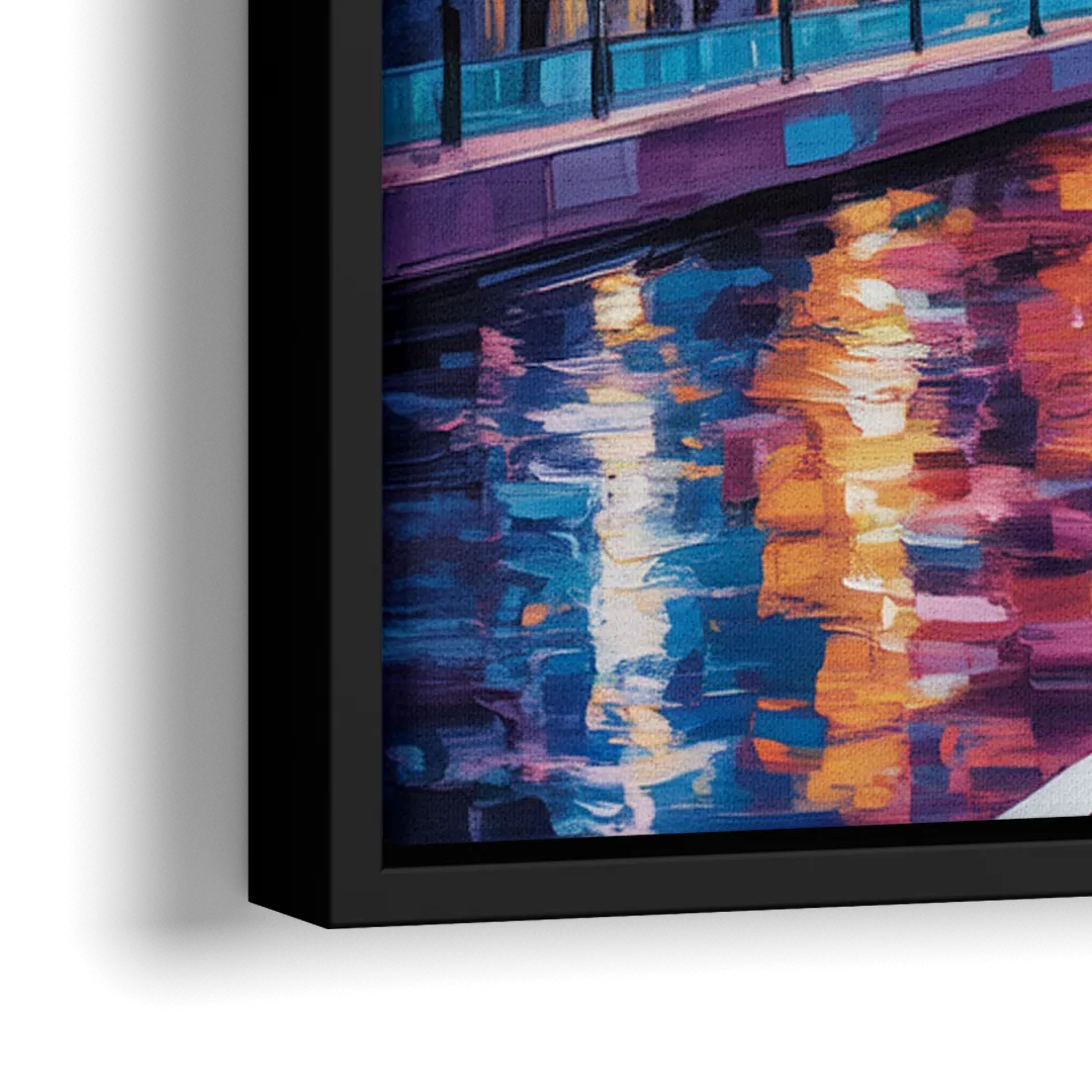 Montreal Cityscape - Close-Up Black Frame Canvas