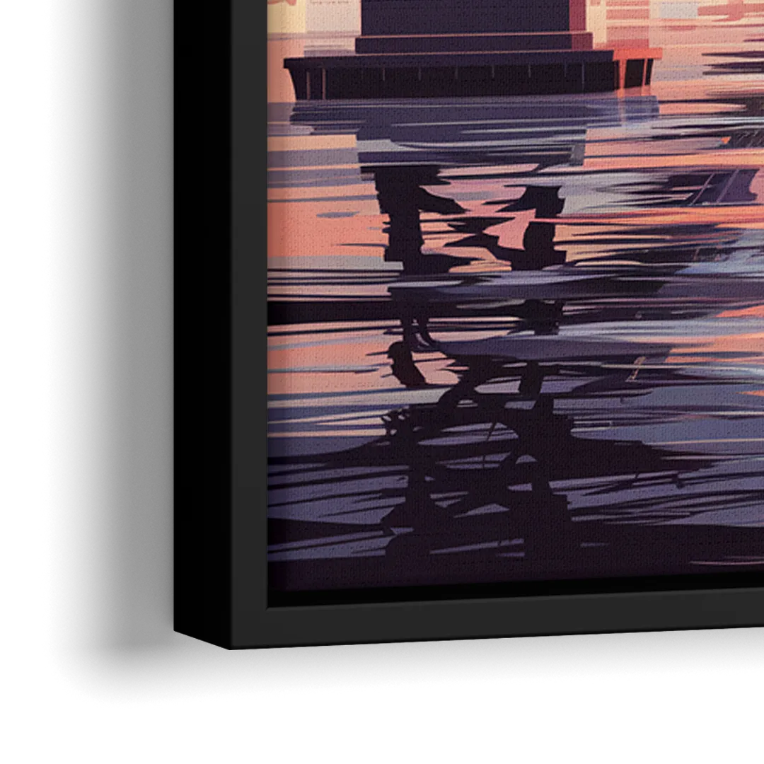 San Francisco Skyline at Sunset - Close-Up Black Frame Canvas