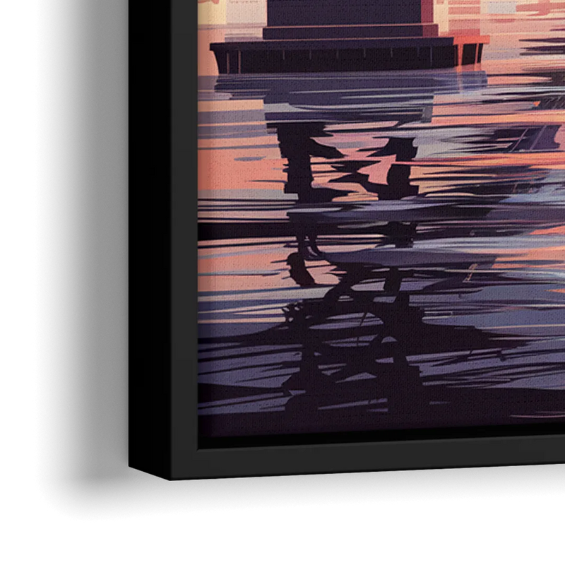 San Francisco Skyline at Sunset - Close-Up Black Frame Canvas