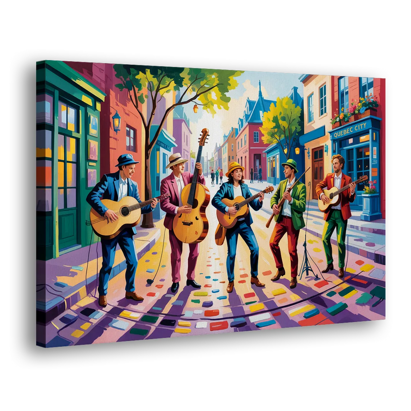 Quebec City Street Musicians - Canvas Print Art Sides