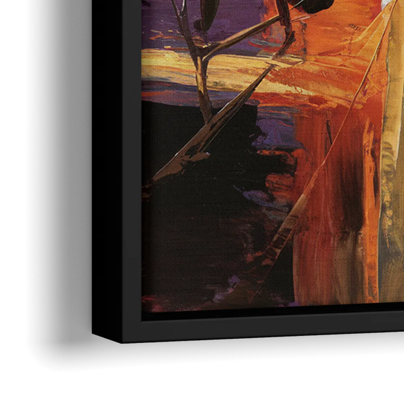 Atlanta Vintage Skyline - Close-Up Black Frame Canvas