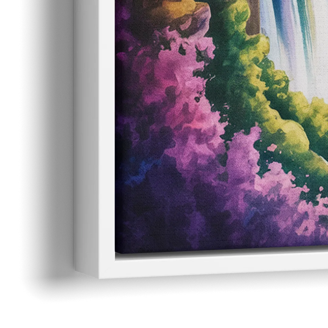 Niagara Falls Fireworks Show - Close-Up White Frame Canvas