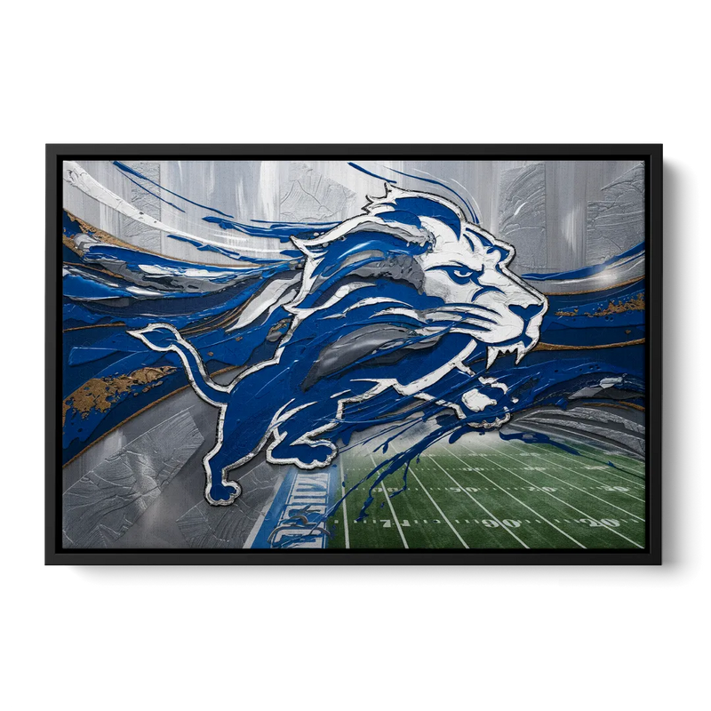 Detroit Lions Football - Black Frame Canvas