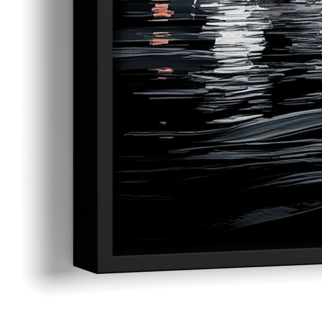 Boston Black and White Aesthetic - Close-Up Black Frame Canvas