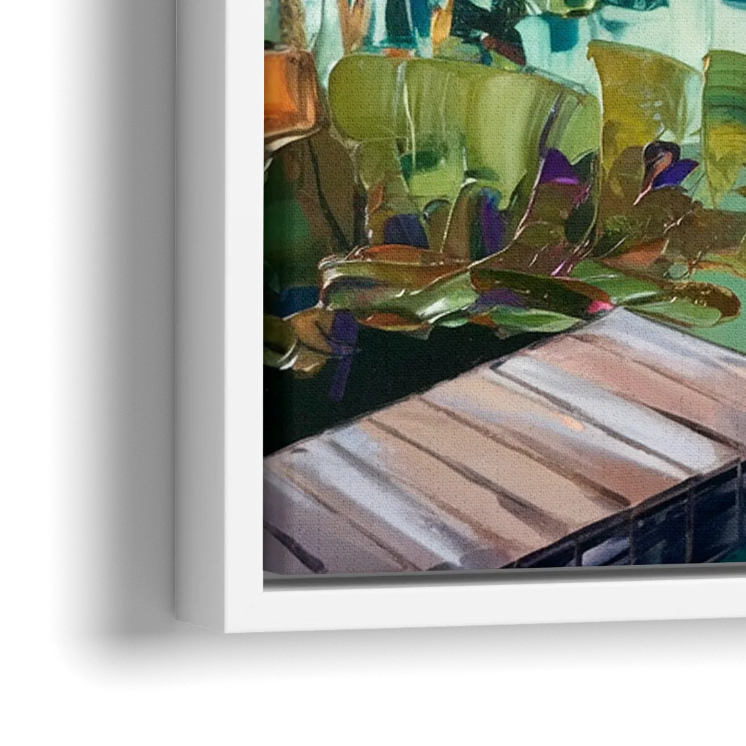 Lake Placid Mirror Lake View - Close-Up White Frame Canvas