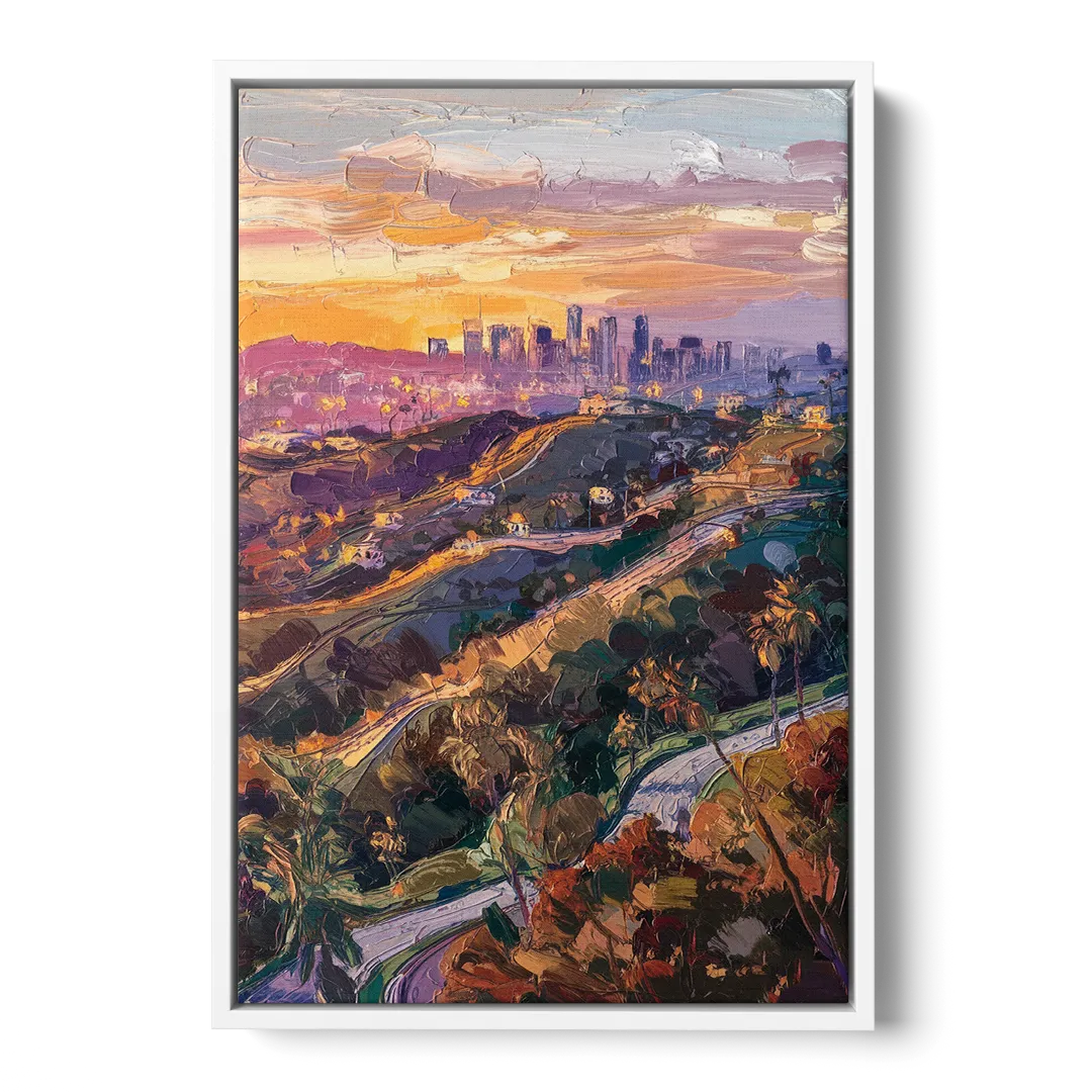 Los Angeles Hollywood Hills - White Frame Canvas