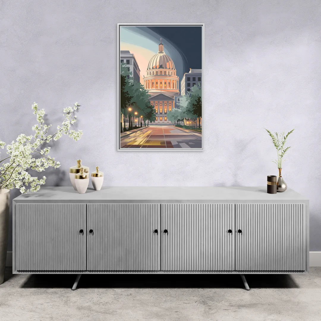 Madison Capitol Dome Glow - Living Room White Frame Canvas