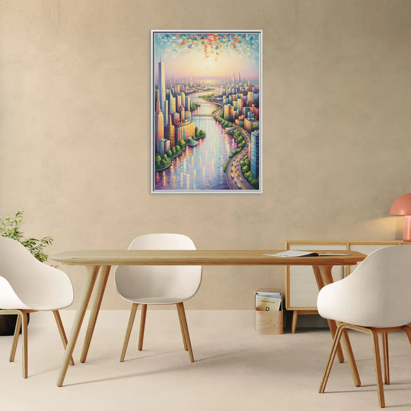 Skylon Tower View - Living Room White Frame Canvas
