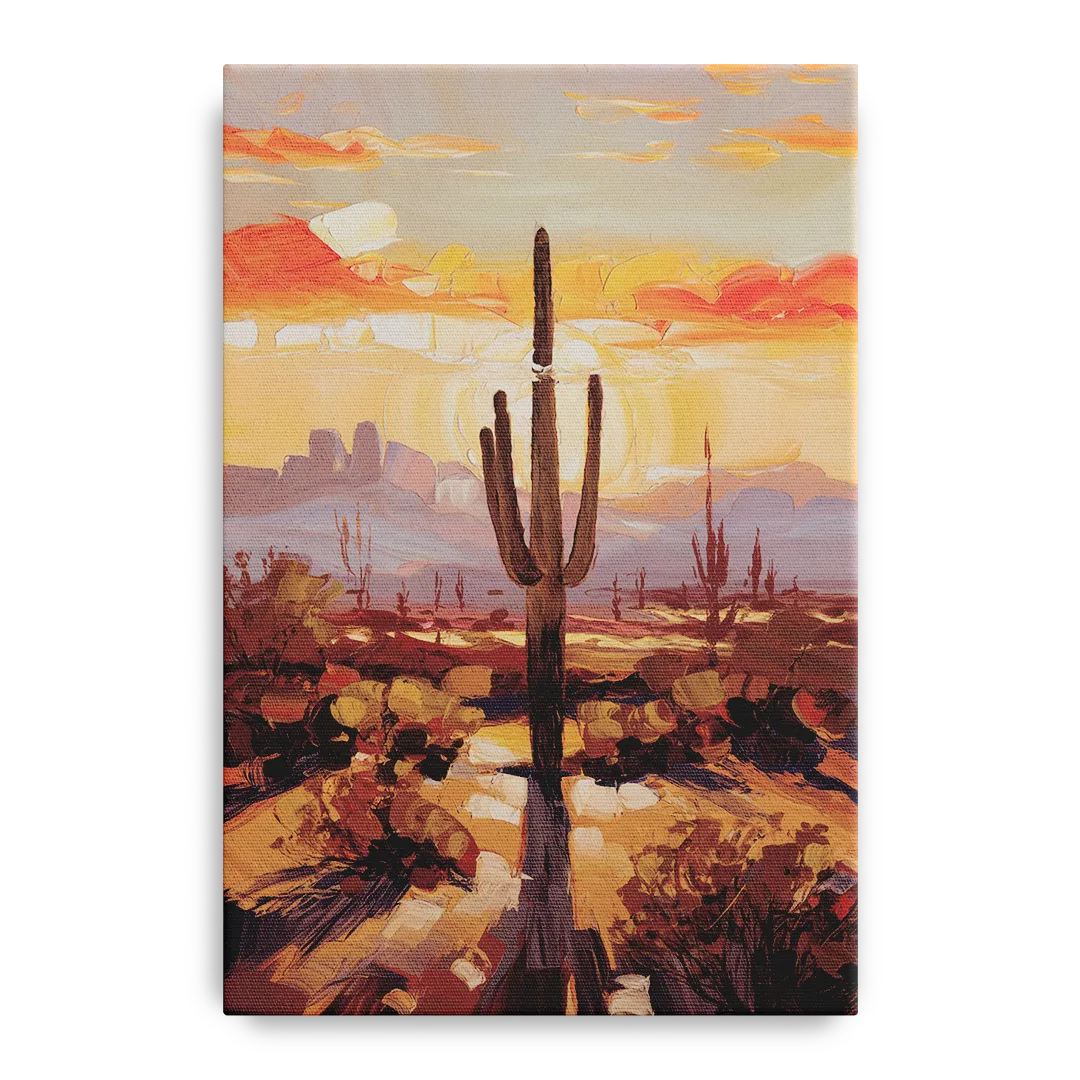 Phoenix Cactus Silhouette - Canvas Wall Art