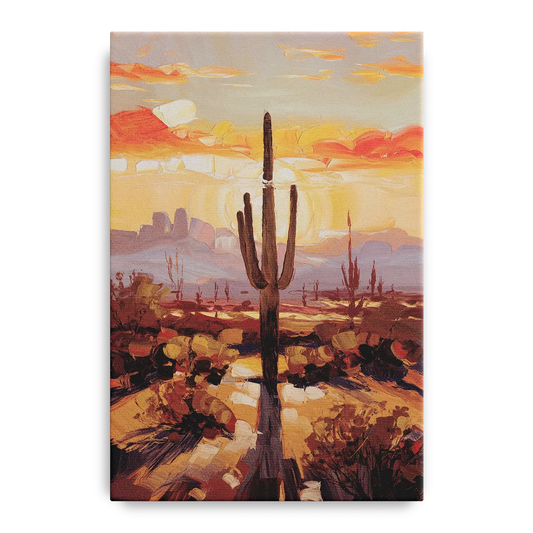 Phoenix Cactus Silhouette - Canvas Wall Art