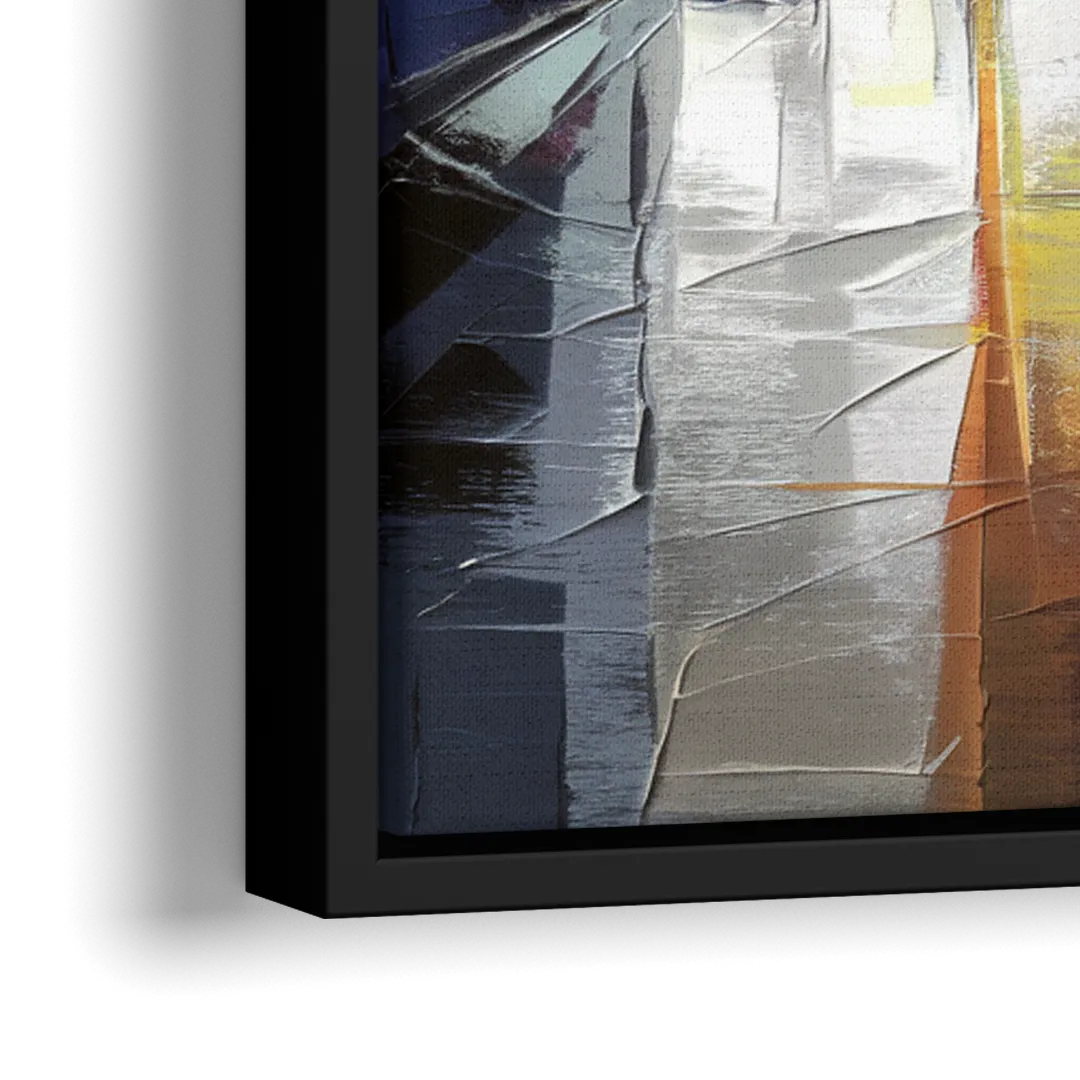 Plano Nightlife Glow - Close-Up Black Frame Canvas