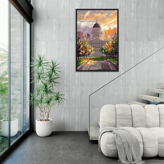 Salt Lake City Capitol Building - Living Room Black Frame Canvas