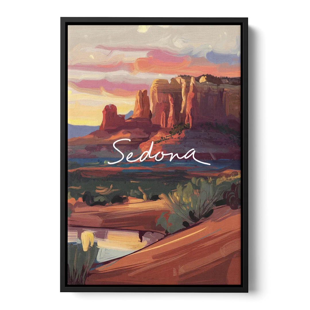Sedona Red Rock Sunset - Black Frame Canvas