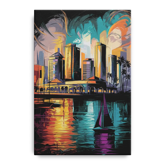 Corpus Christi Downtown Scene - Canvas Wall Art