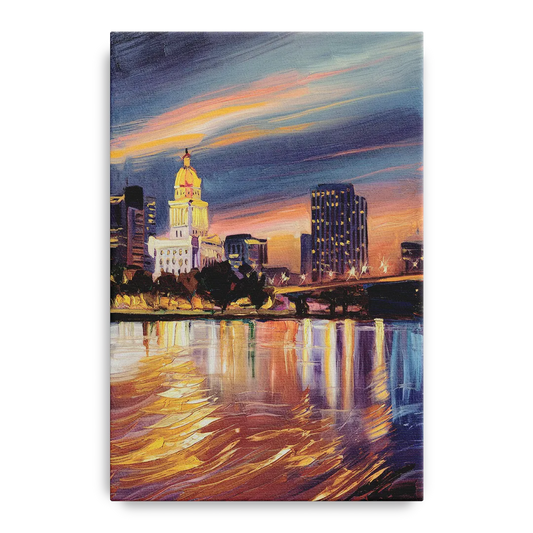 Baton Rouge Cityscape Twilight - Canvas Wall Art