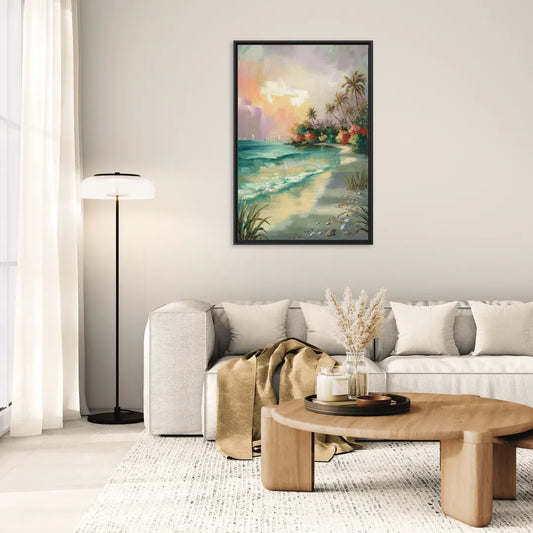 Hilton Head Island Tropical Paradise - Living Room Black Frame Canvas