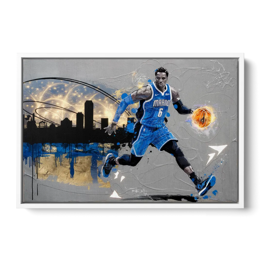 Orlando Magic Basketball Theme - White Frame Canvas