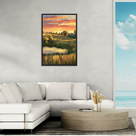 Tulsa Golden Hour - Living Room Black Frame Canvas