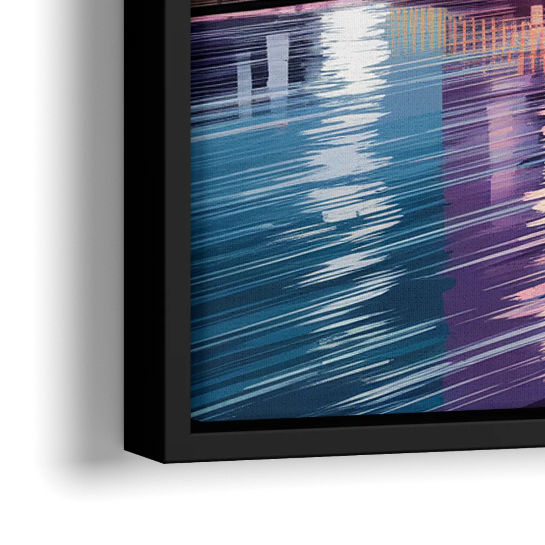 Pittsburgh Skyline Reflection - Close-Up Black Frame Canvas