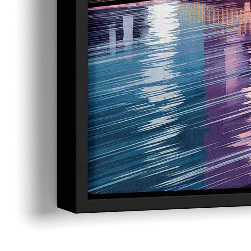 Pittsburgh Skyline Reflection - Close-Up Black Frame Canvas