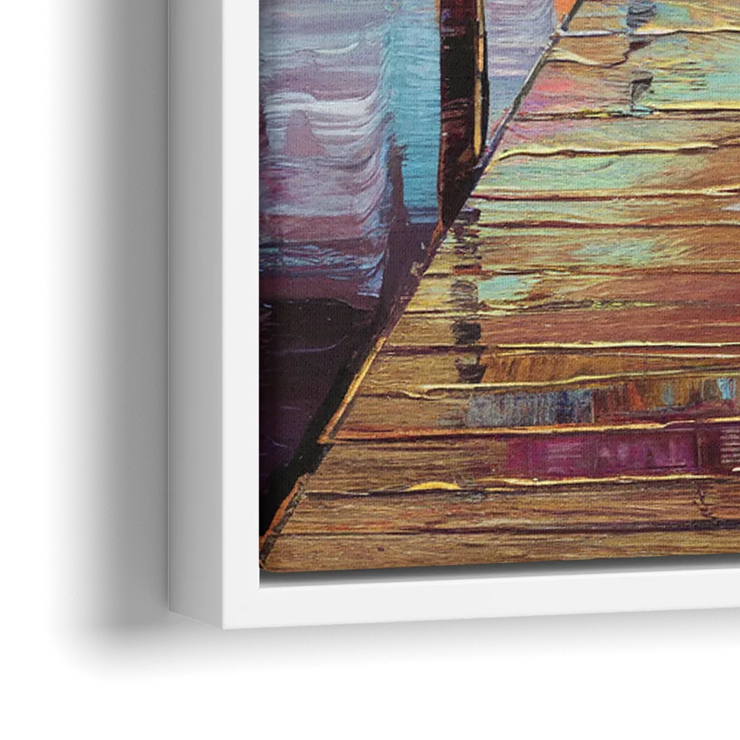 Charleston Harbor at Sunset - Close-Up White Frame Canvas