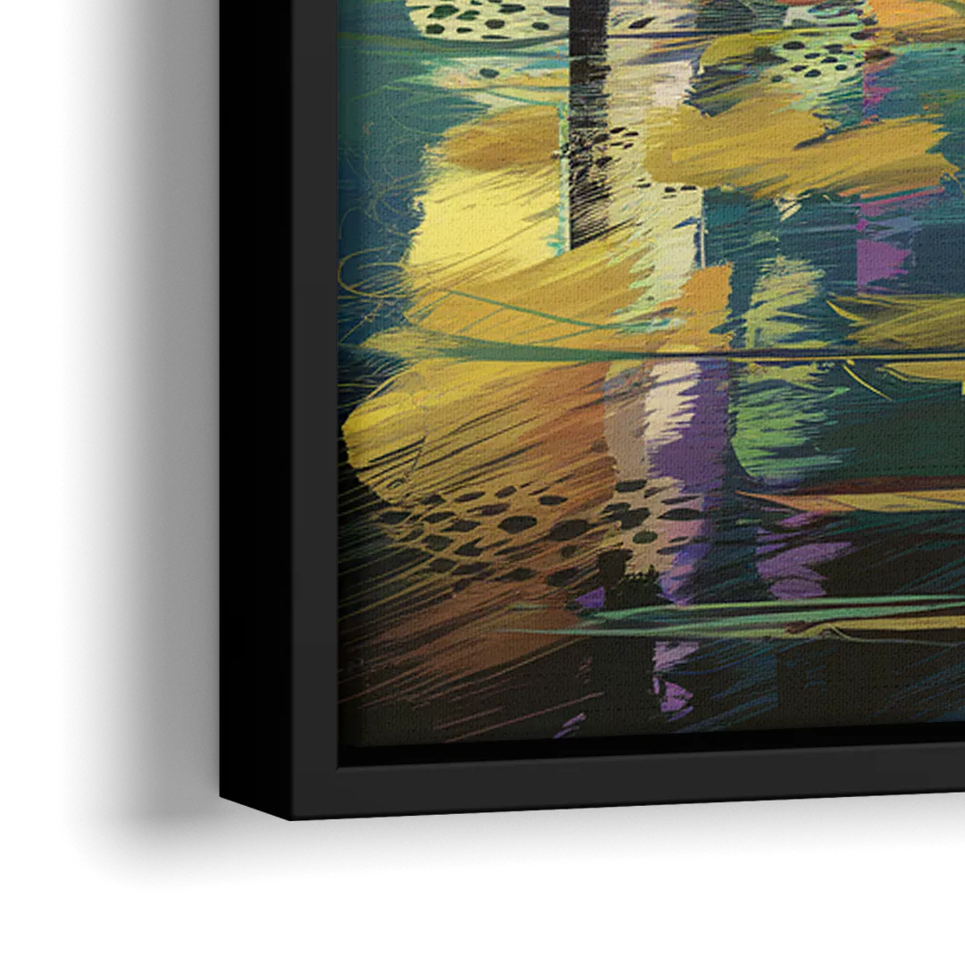 Riverside Downtown Skyline - Close-Up Black Frame Canvas