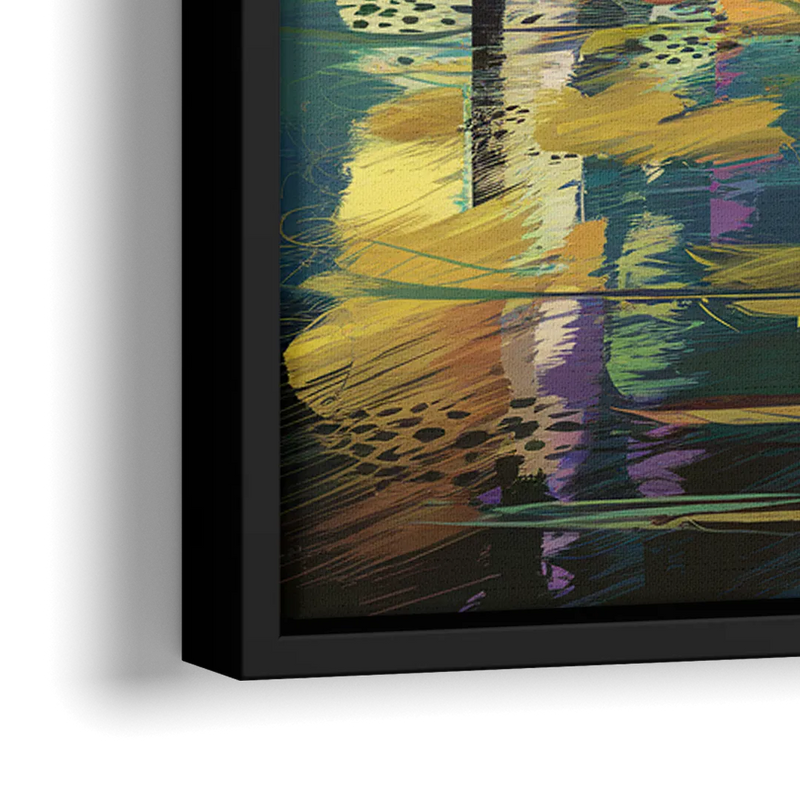 Riverside Downtown Skyline - Close-Up Black Frame Canvas