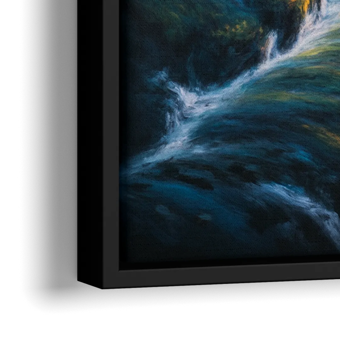 Horseshoe Falls Sunrise - Close-Up Black Frame Canvas