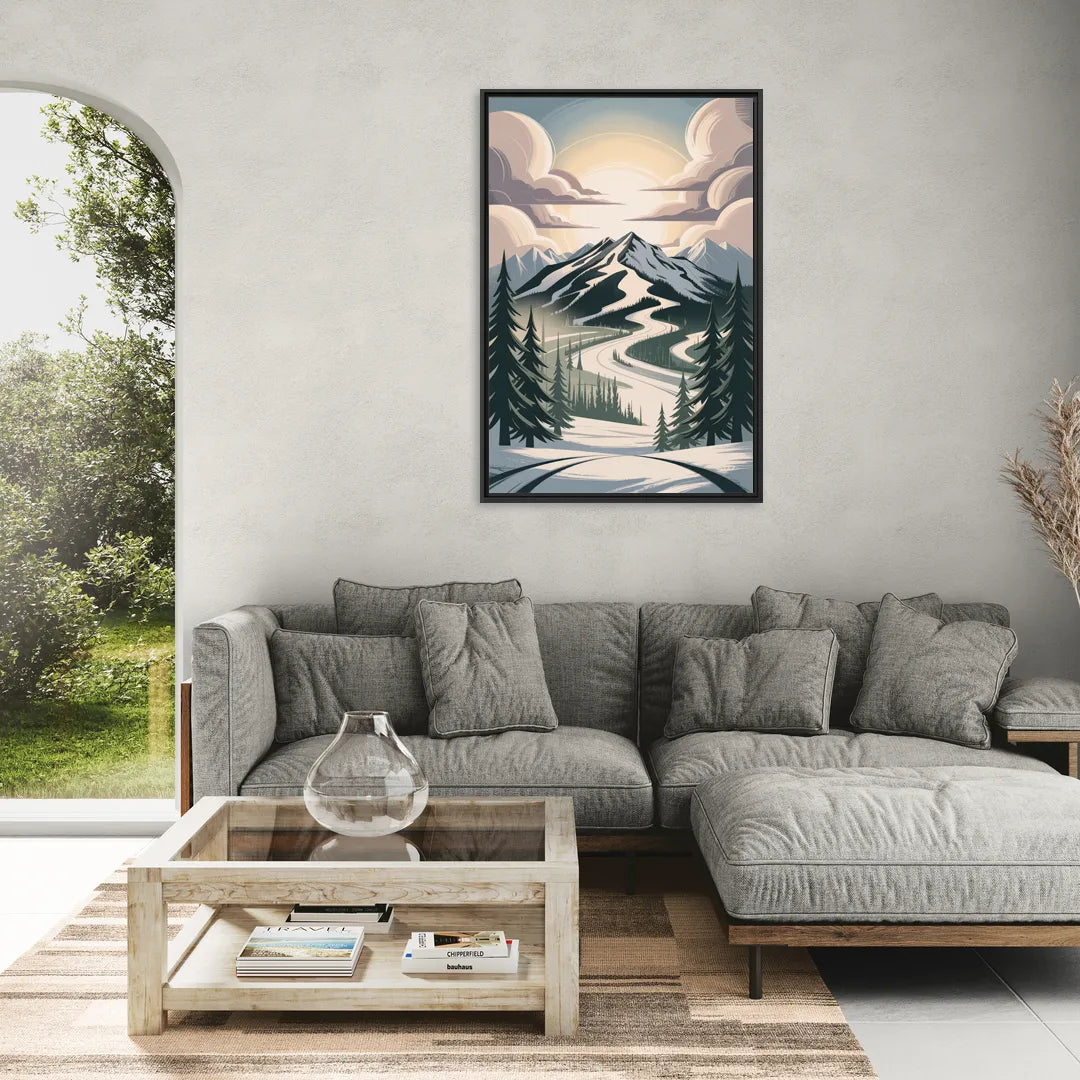 Blackcomb Mountain View - Living Room Black Frame Canvas