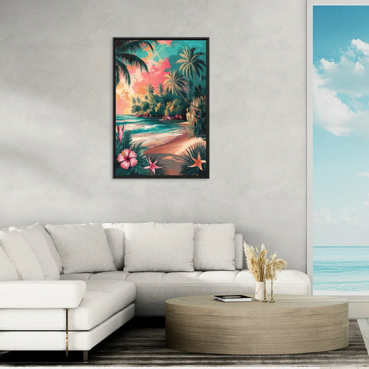 Key West Island Vibes - Living Room Black Frame Canvas