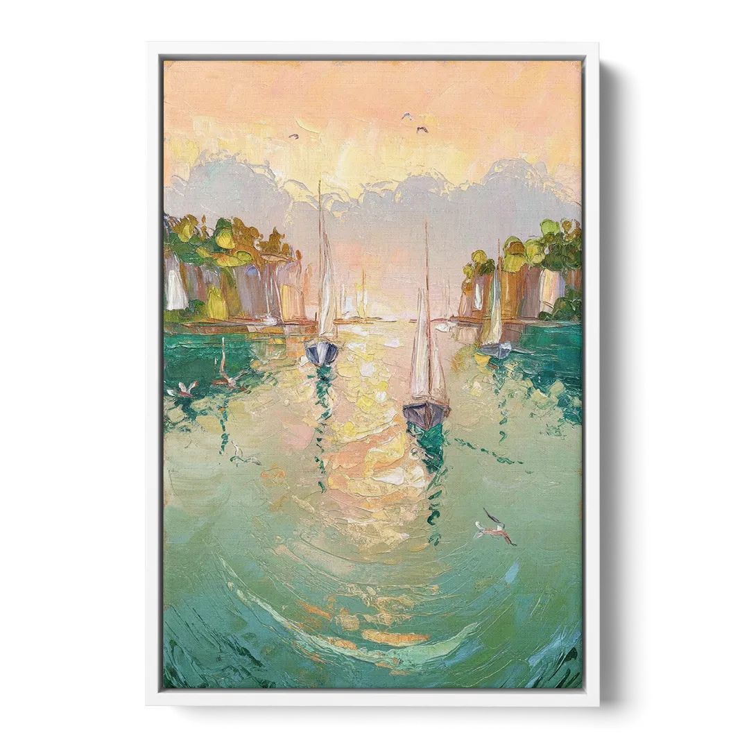 Dunedin Harbor View - White Frame Canvas