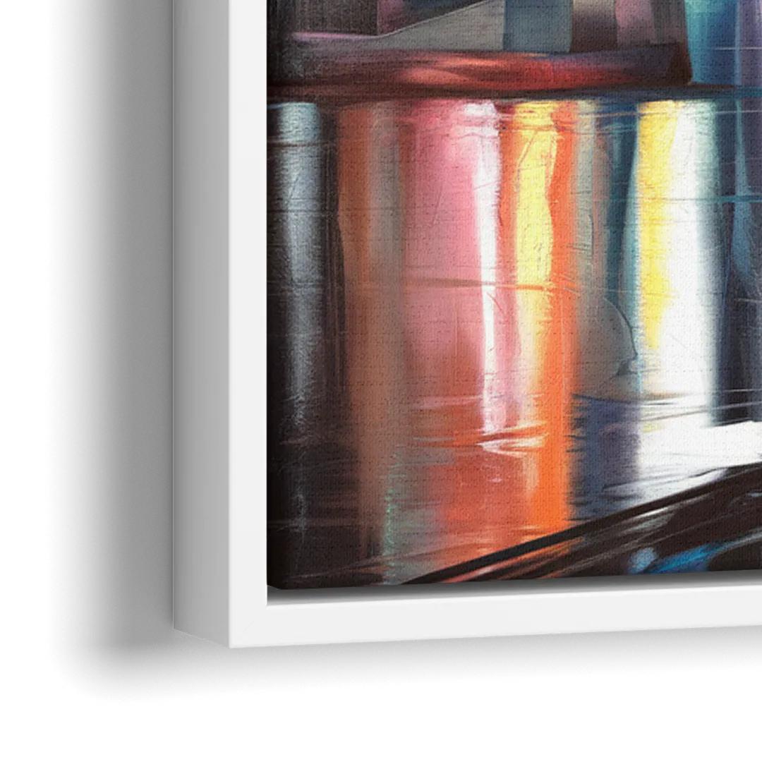 Cincinnati Skyline and Historic Bridges - Close-Up White Frame Canvas