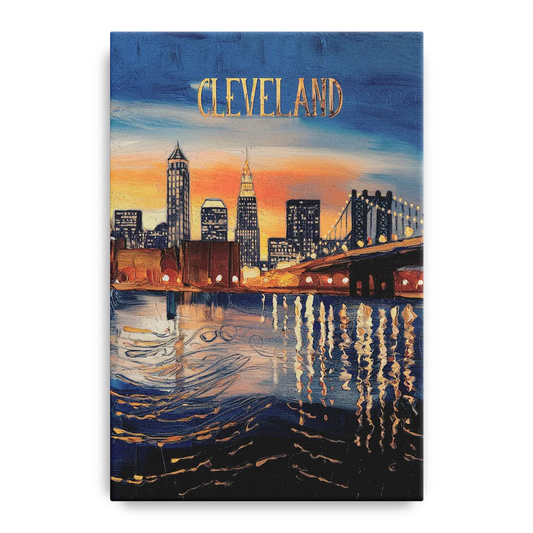 Cleveland Cityscape Panoramic - Canvas Wall Art