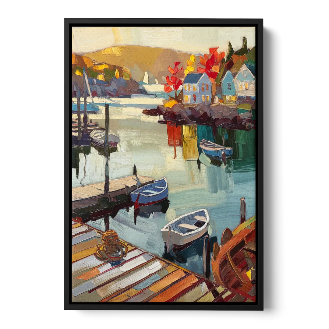 Camden Scenic Harbor View - Black Frame Canvas