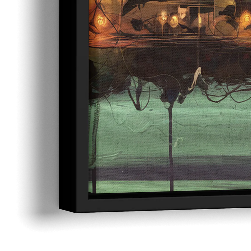 Traverse City Downtown Skyline - Close-Up Black Frame Canvas