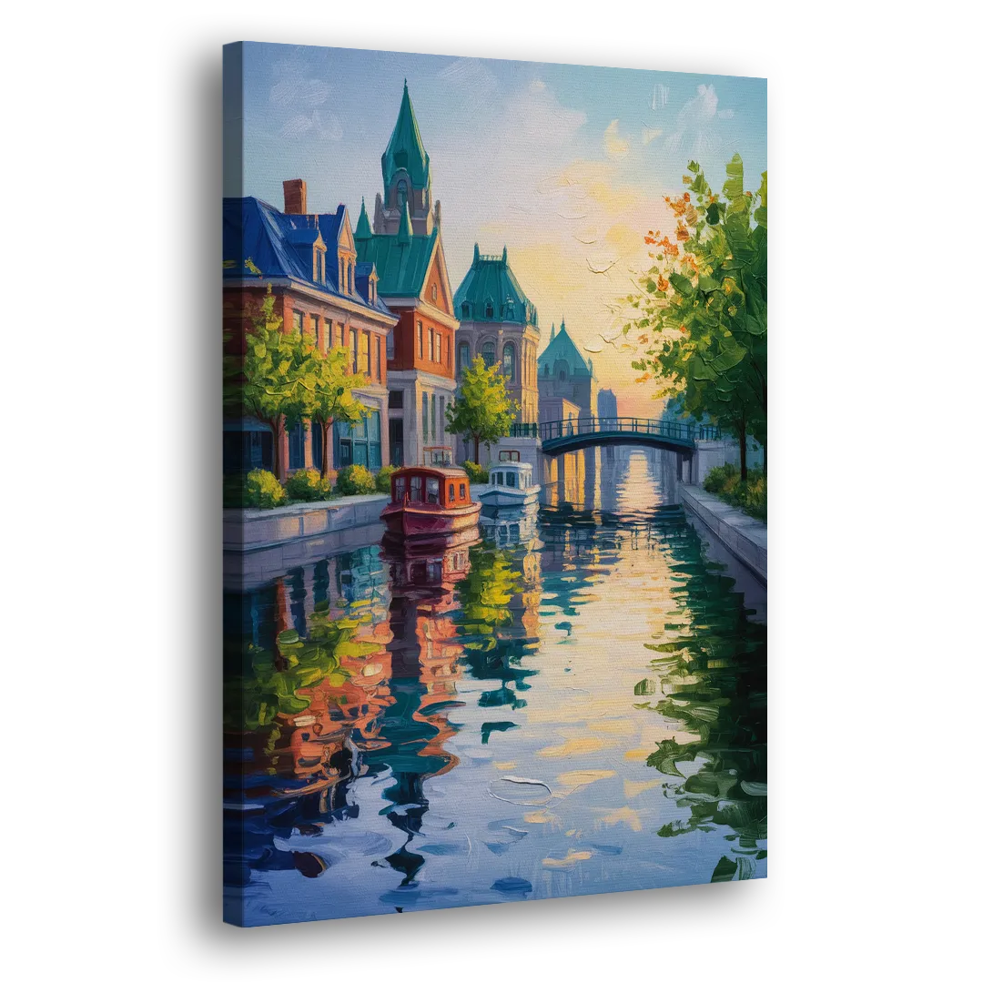 Rideau Canal Reflections - Canvas Print Art Sides