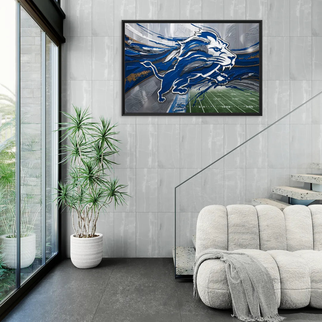 Detroit Lions Football - Living Room Black Frame Canvas