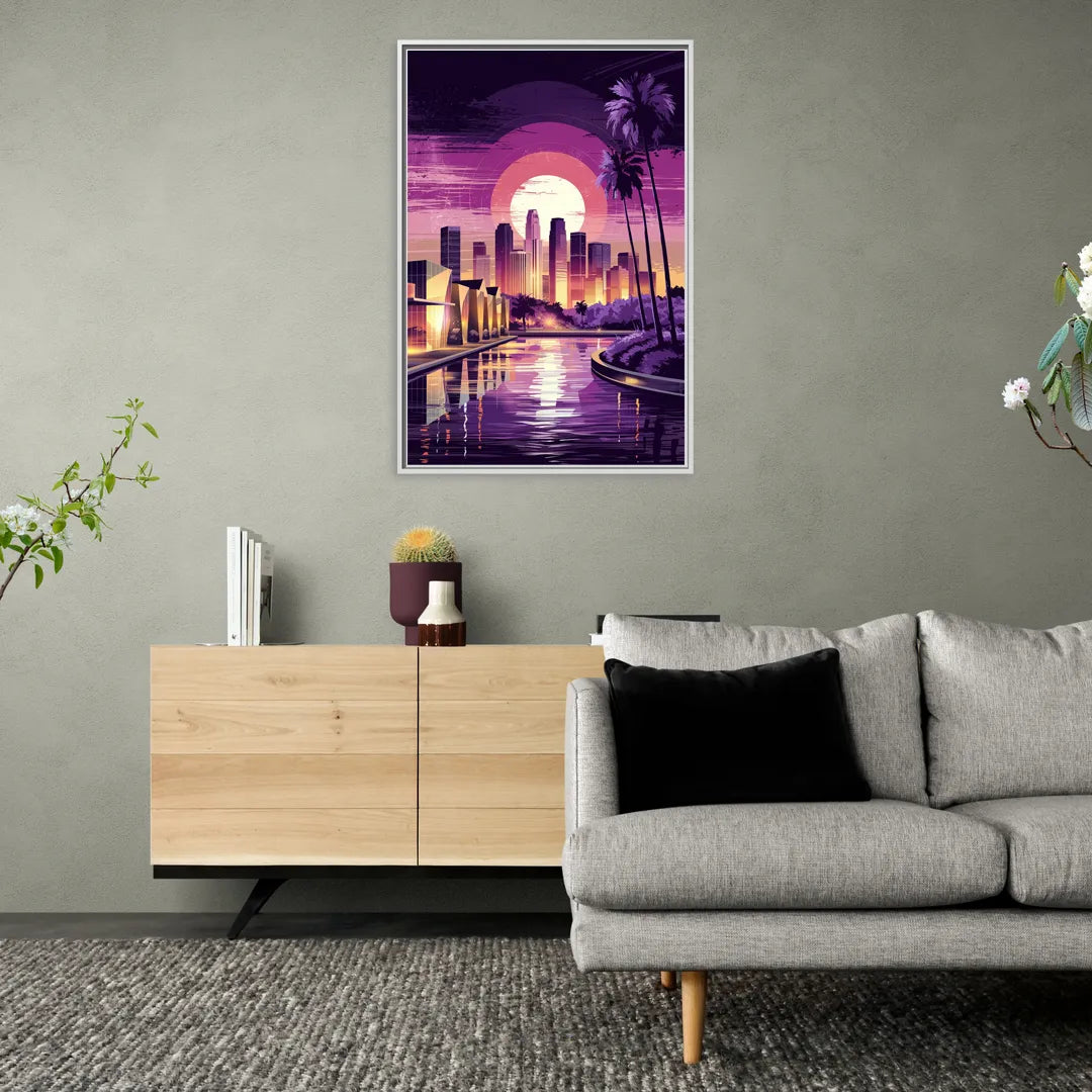 Los Angeles Art District - Living Room White Frame Canvas
