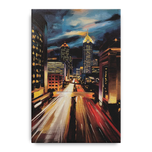 Atlanta Cityscape at Night - Canvas Wall Art