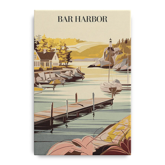 Bar Harbor New England Charm - Canvas Wall Art