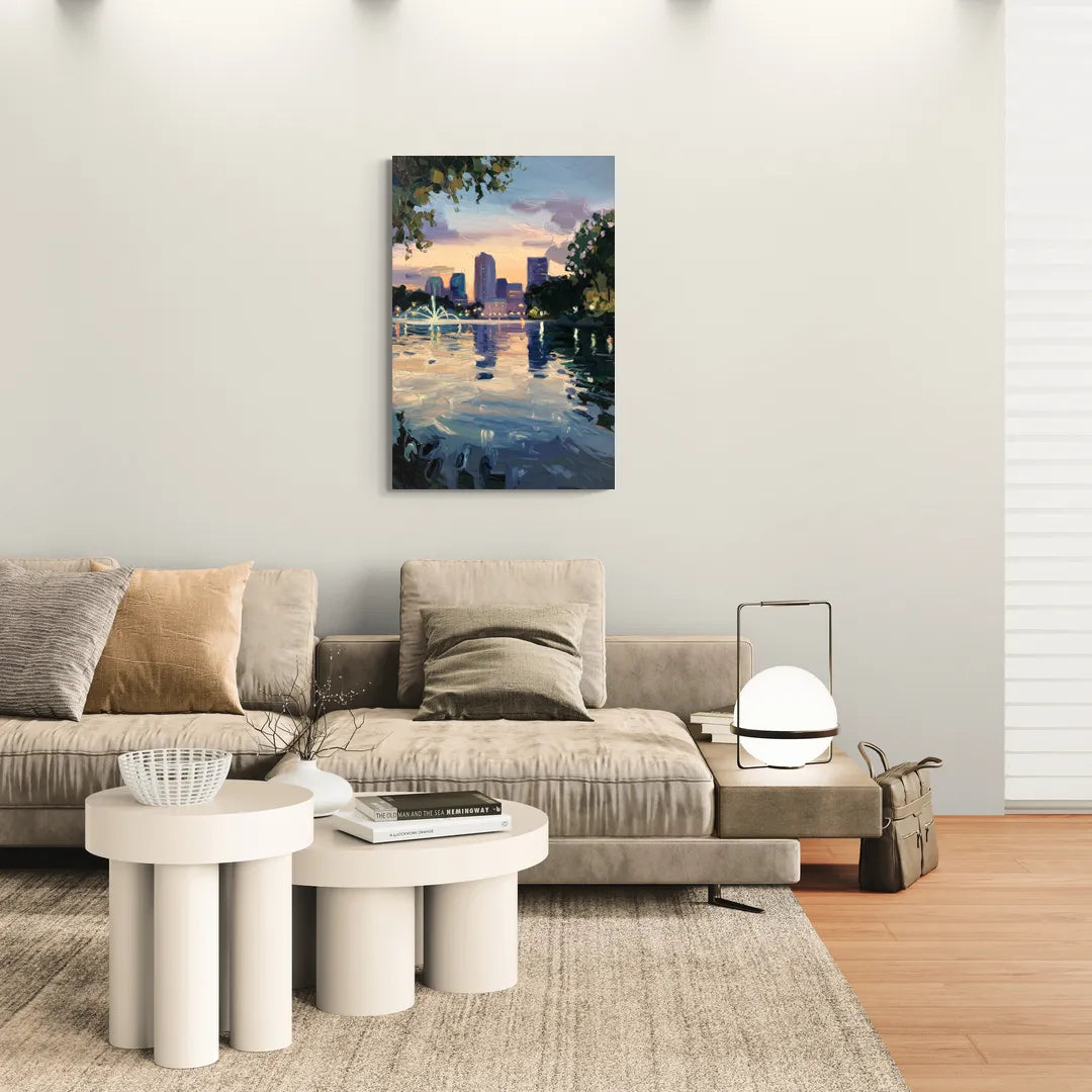 Orlando Lake Eola Reflection - Canvas Wall Art Living Room