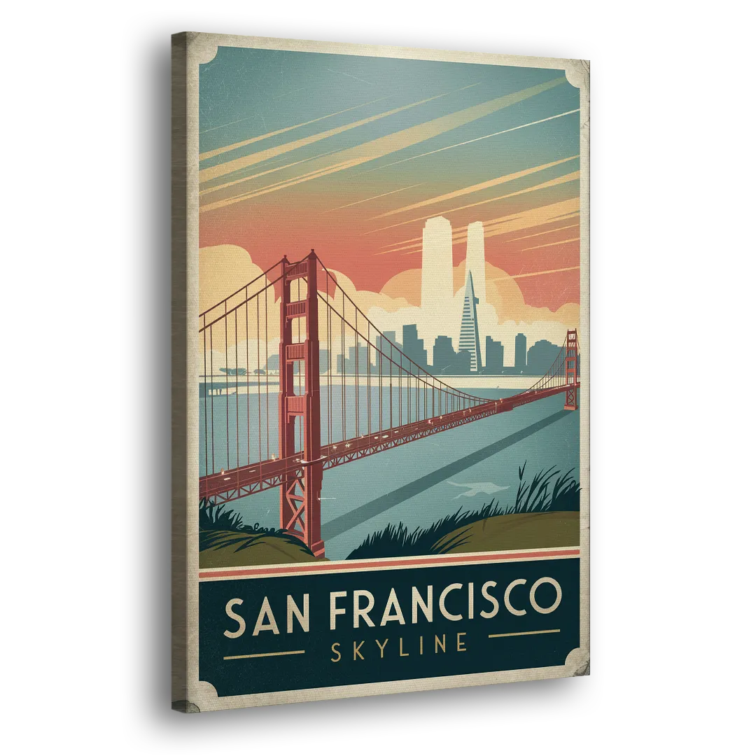 San Francisco Golden Gate Bridge Skyline - Canvas Print Art Sides
