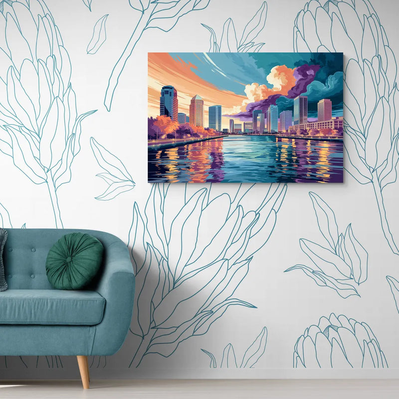 Tampa Bay Skyline Panorama - Canvas Wall Art Living Room