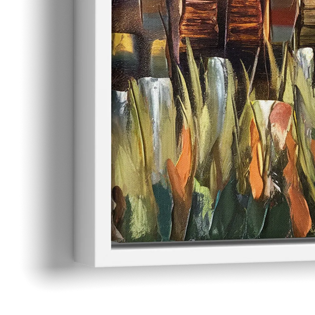 Grand Rapids Seasonal Foliage - Close-Up White Frame Canvas