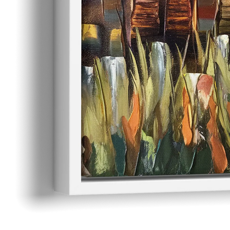 Grand Rapids Seasonal Foliage - Close-Up White Frame Canvas