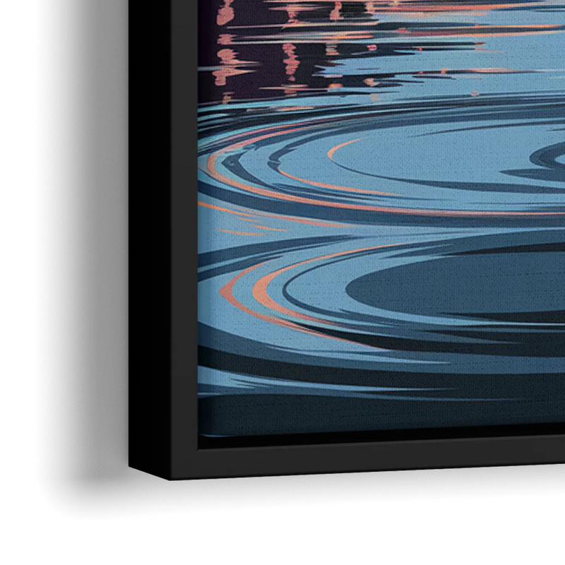 St. Petersburg Skyline Reflection - Close-Up Black Frame Canvas